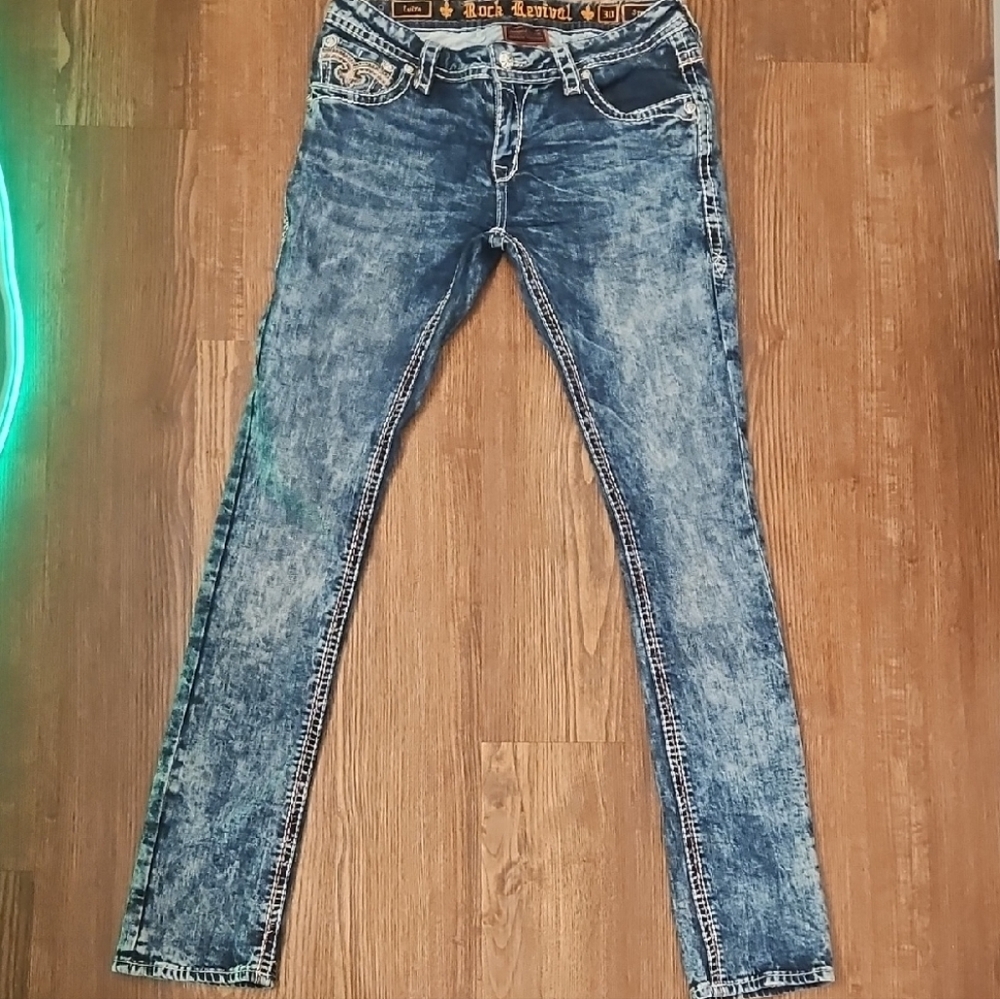 Rock Revival Distressed Blue Straight Leg Jeans